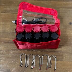 Remington Hair Setter 10 Rollers Clips Heat Unit Travel Case Red Set